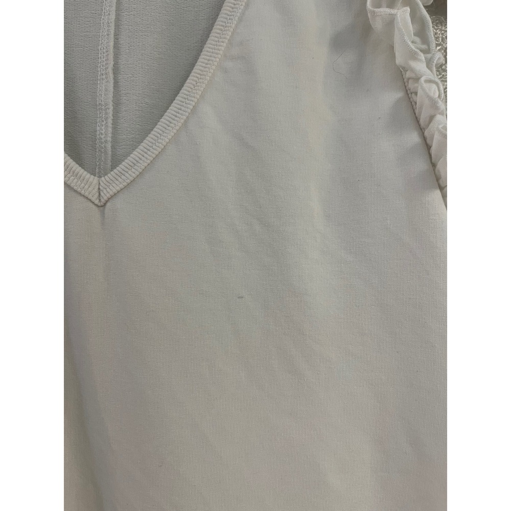 Sundays White Ruffle Sleeve V-Neck Mini Dress Cotton Blend Small - Picture 3 of 7